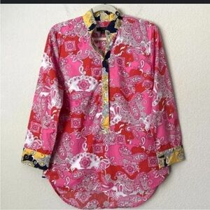 J. Crew Pink Paisley Button-Up Blouse